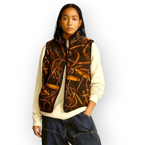 Vtg Ralph Lauren Quilted Vest Size Medium Equestrian Dark Denim Reversable - Picture 8 of 13